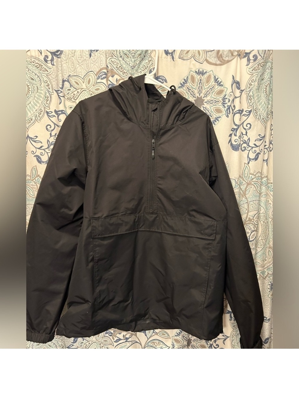 Men's Hooded Black Rain Anorak Jacket